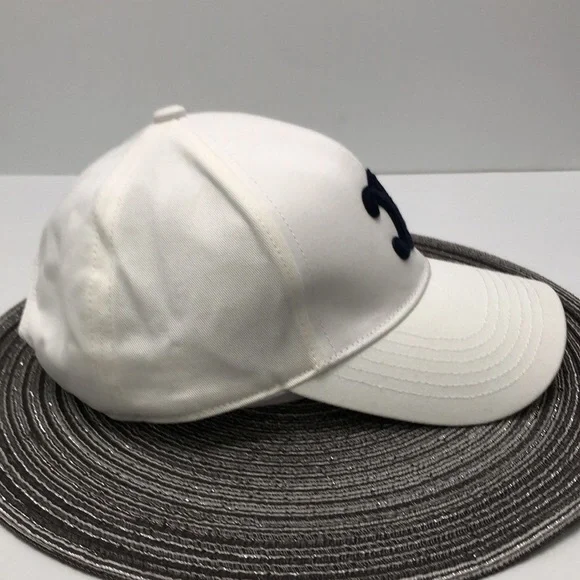 Celine Ivory Cap with Dark Blue Emblem - Picture 3 of 6